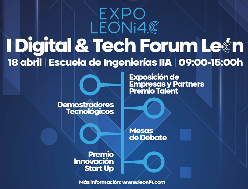 Cartel oficial de la Expo León i.4.0 Digital and Tech Forum con el patrocinio y participación de Proconsi